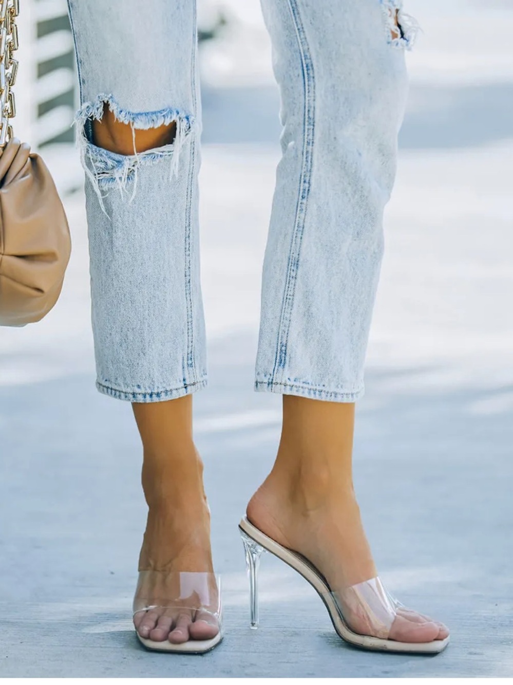Vici (Chase + Chloe) “Pia Clear Strap Heel”
